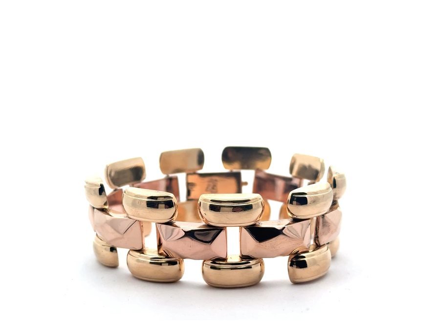 Brazalete Retro bicolor — Oro 18k macizo - 53,6 g